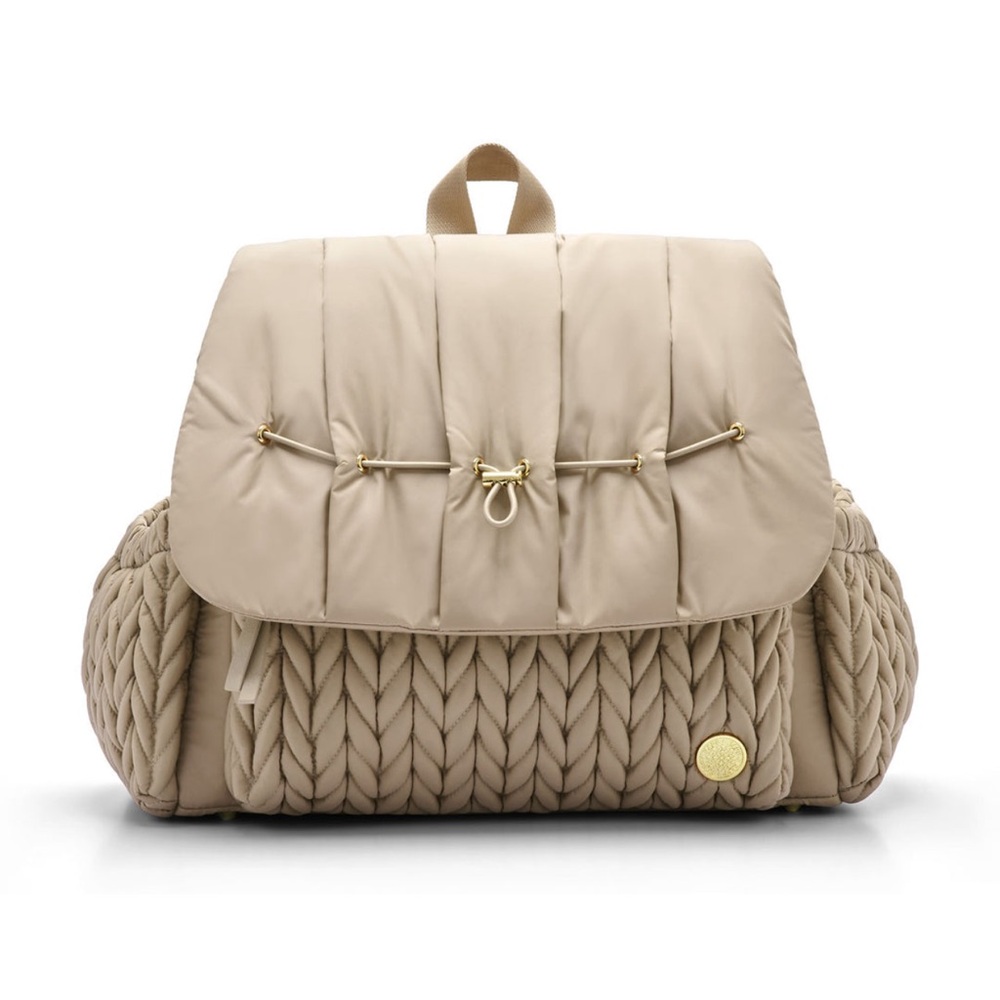 Happbrand Beige Quilted Knit Detail diaper bag